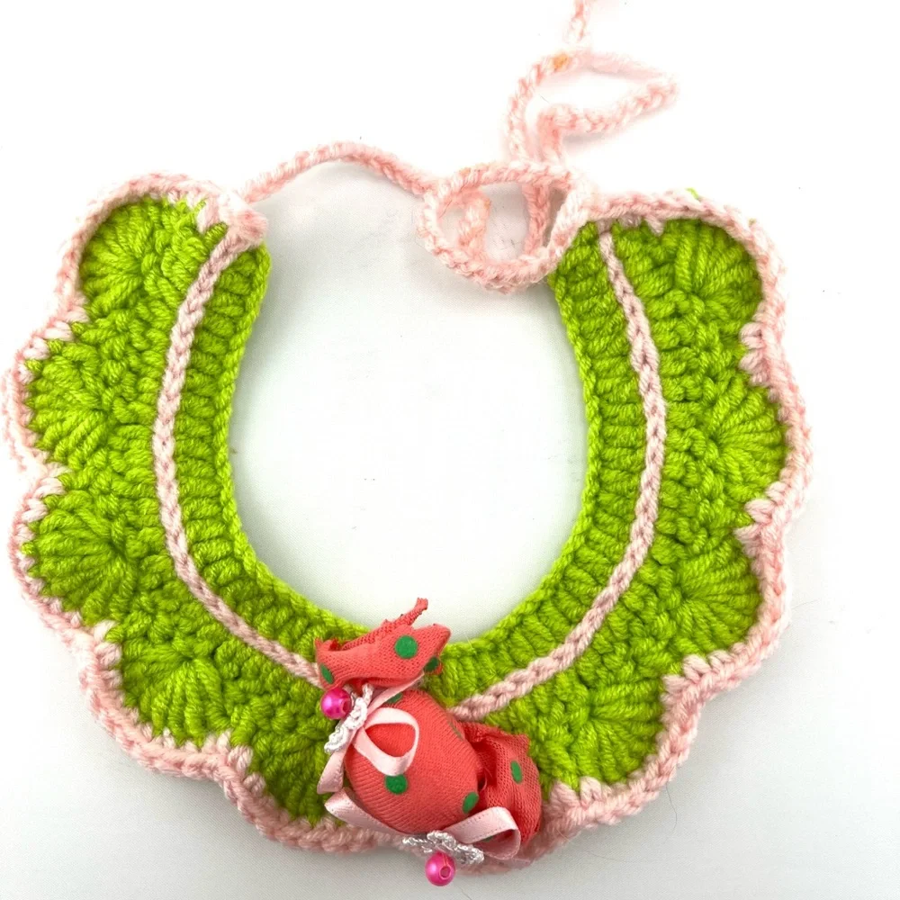 Handmade crocheted pet collar